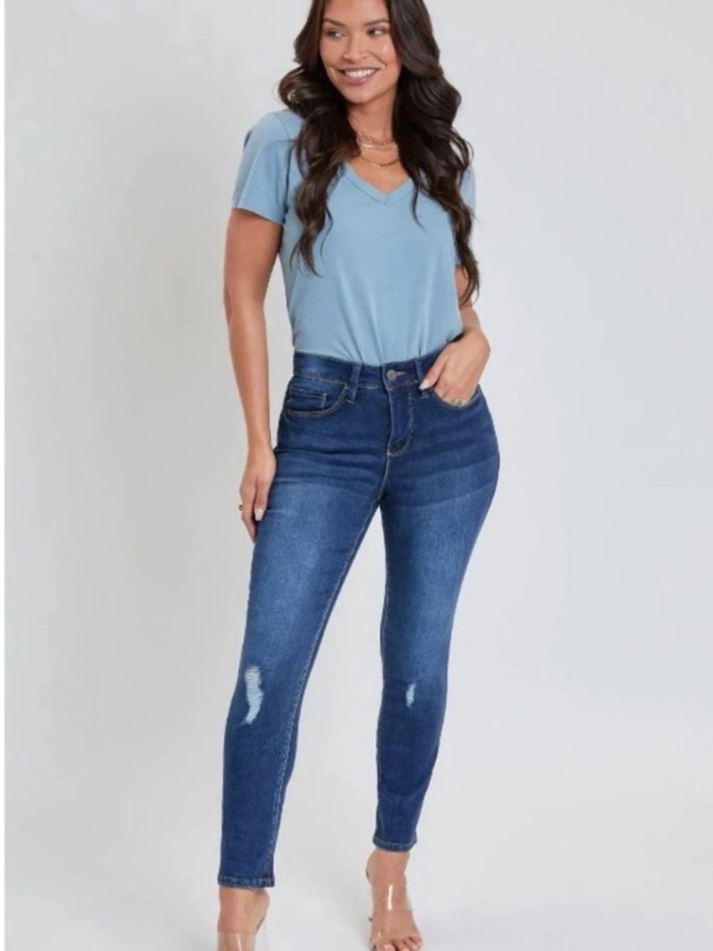 High-Rise Dark Blue Skinny Jeans - Women's